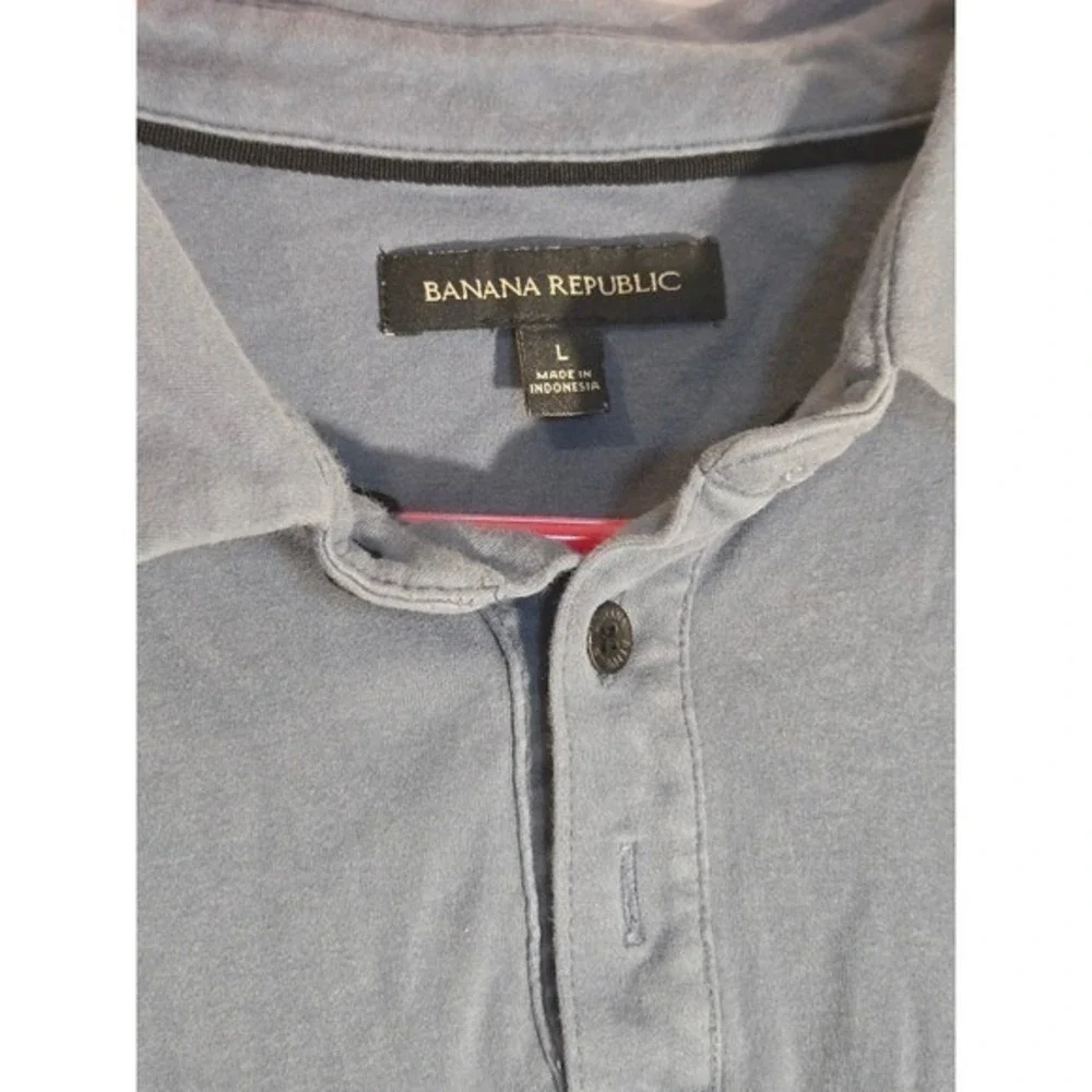 Banana Republic Mens Large Polo Shirt Short Sleeve Blue Cotton Blend Casual L